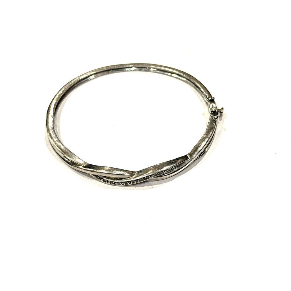 ZEI Designer 925 Sterling Silver Diamond Infinity Hinged Bangle Bracelet 14 g EU - Picture 5 of 12